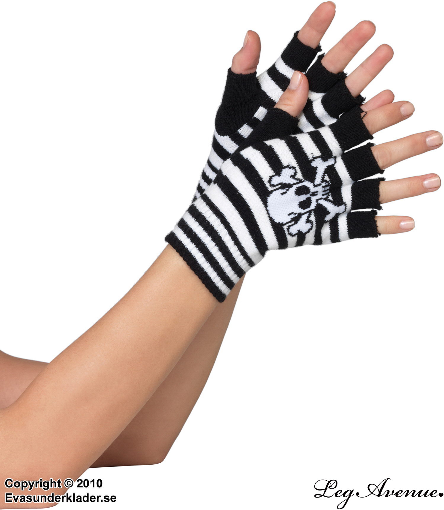 Randiga handskar med dödskallemotiv